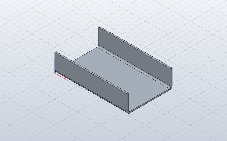 An 80 by 50 mm sheet with two opposite 20 mm edge flanges